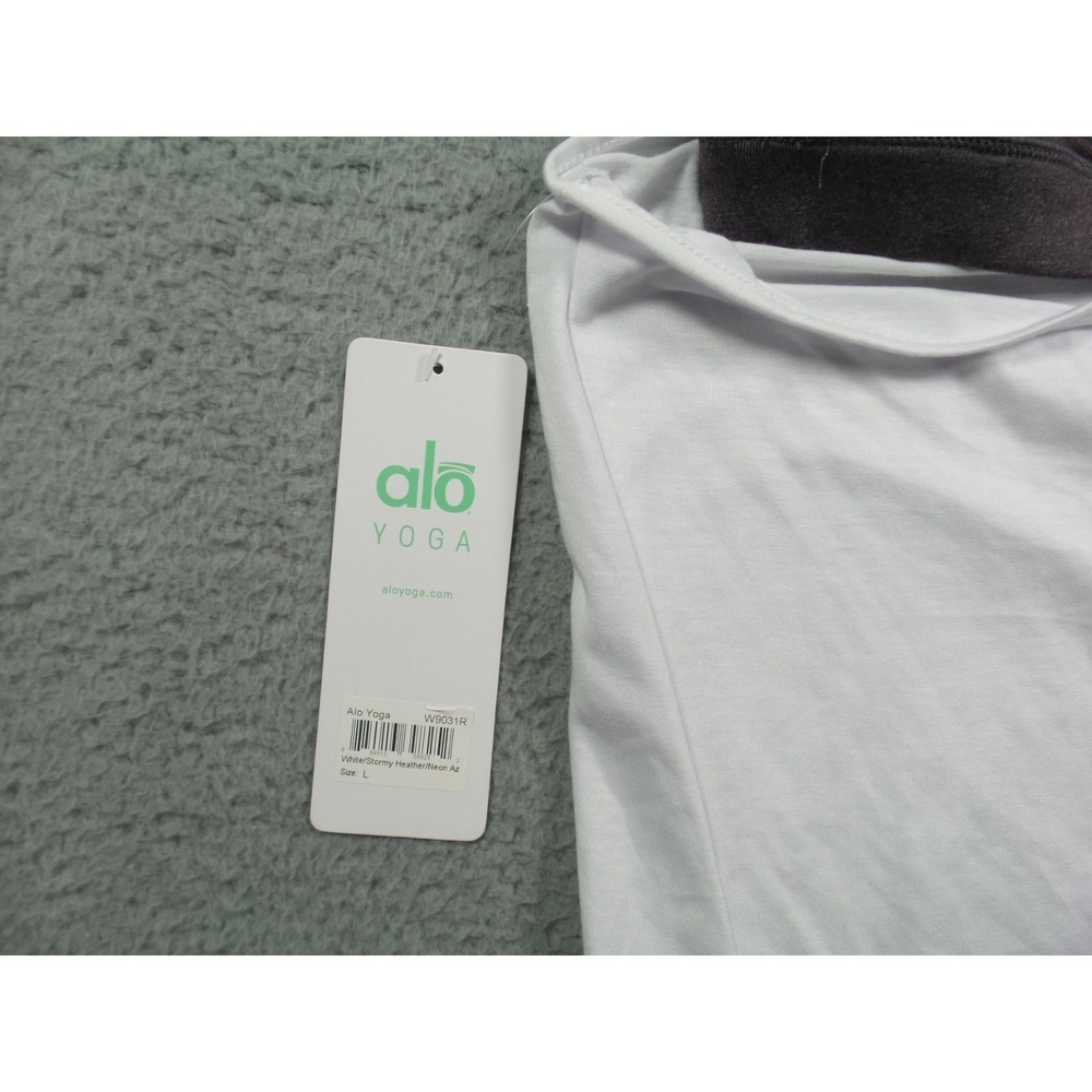 Alo Yoga Top Womens Size Large White Gray Current Tank Built-In Bra Stretch‎ NWT - Picture 10 of 12